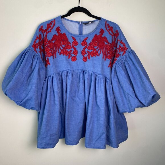 Hemant & Nandita Lianna Embroidered 100% Cotton Blouse Size Small - Picture 9 of 10